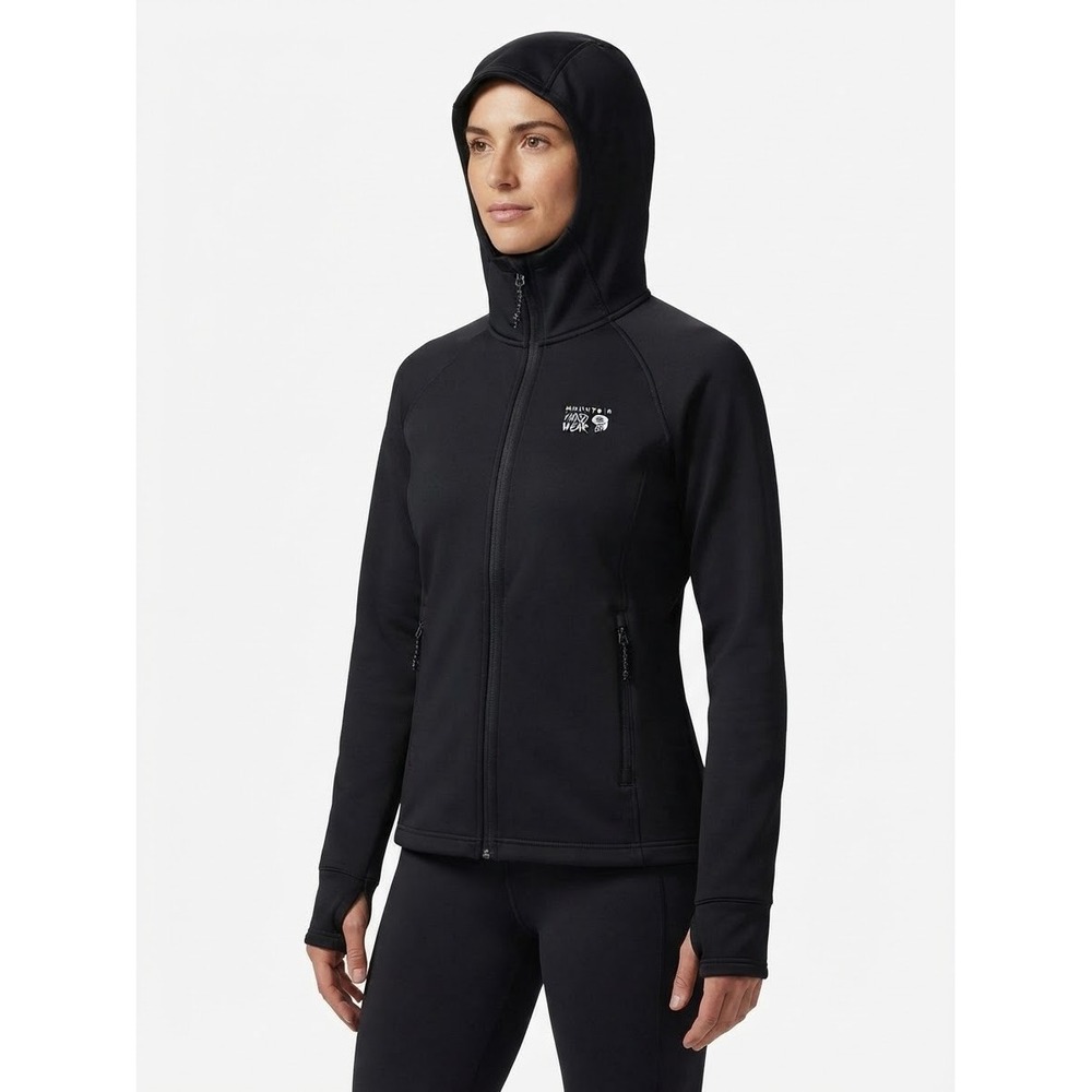 Mountain Hardwear Womens Black Full Zip Hooded Fleece Jacket Large